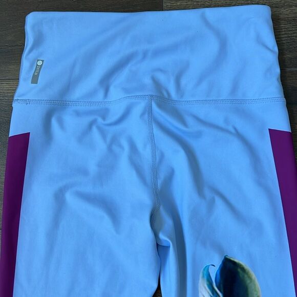 Zella Pure Vision High Waist Crop Yoga Leggings Size Small Palm Leaf Light Blue - Picture 6 of 9